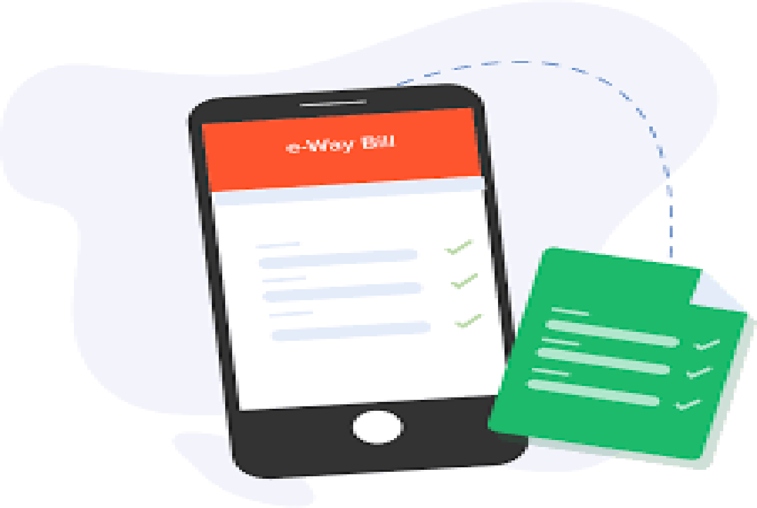 Krishna E-Book mobile app showing e-Way bill checklist for easy small business billing.